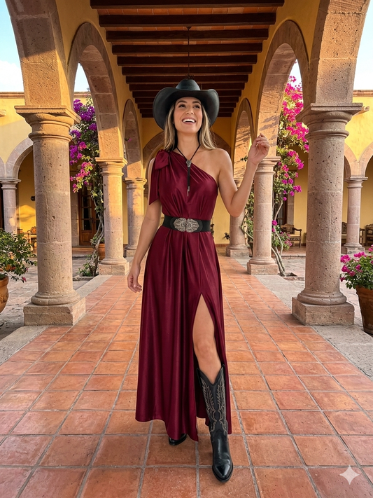 Vestido moño con abertura